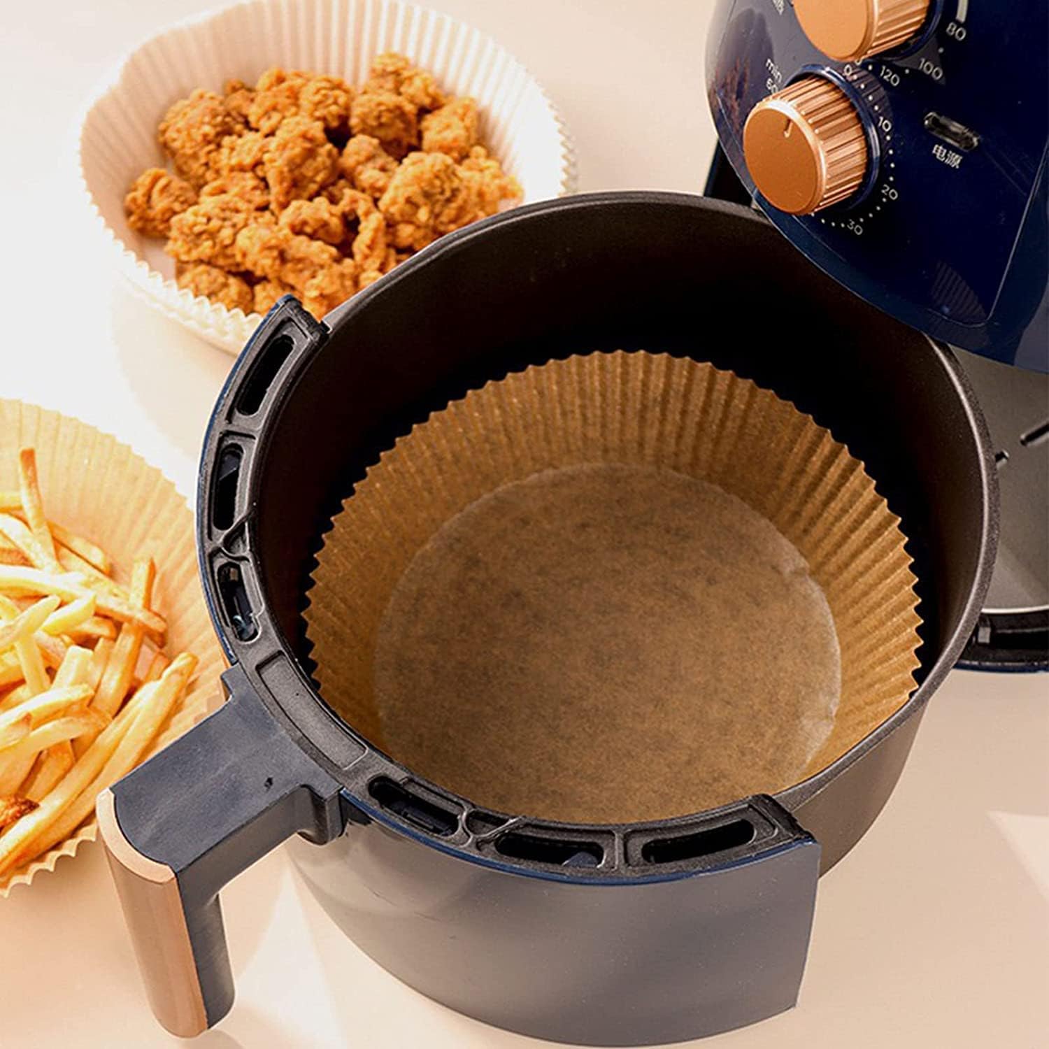 Doublures jetables rondes antiadhésives pour friteuse à air 16 cm, 50 pièces
