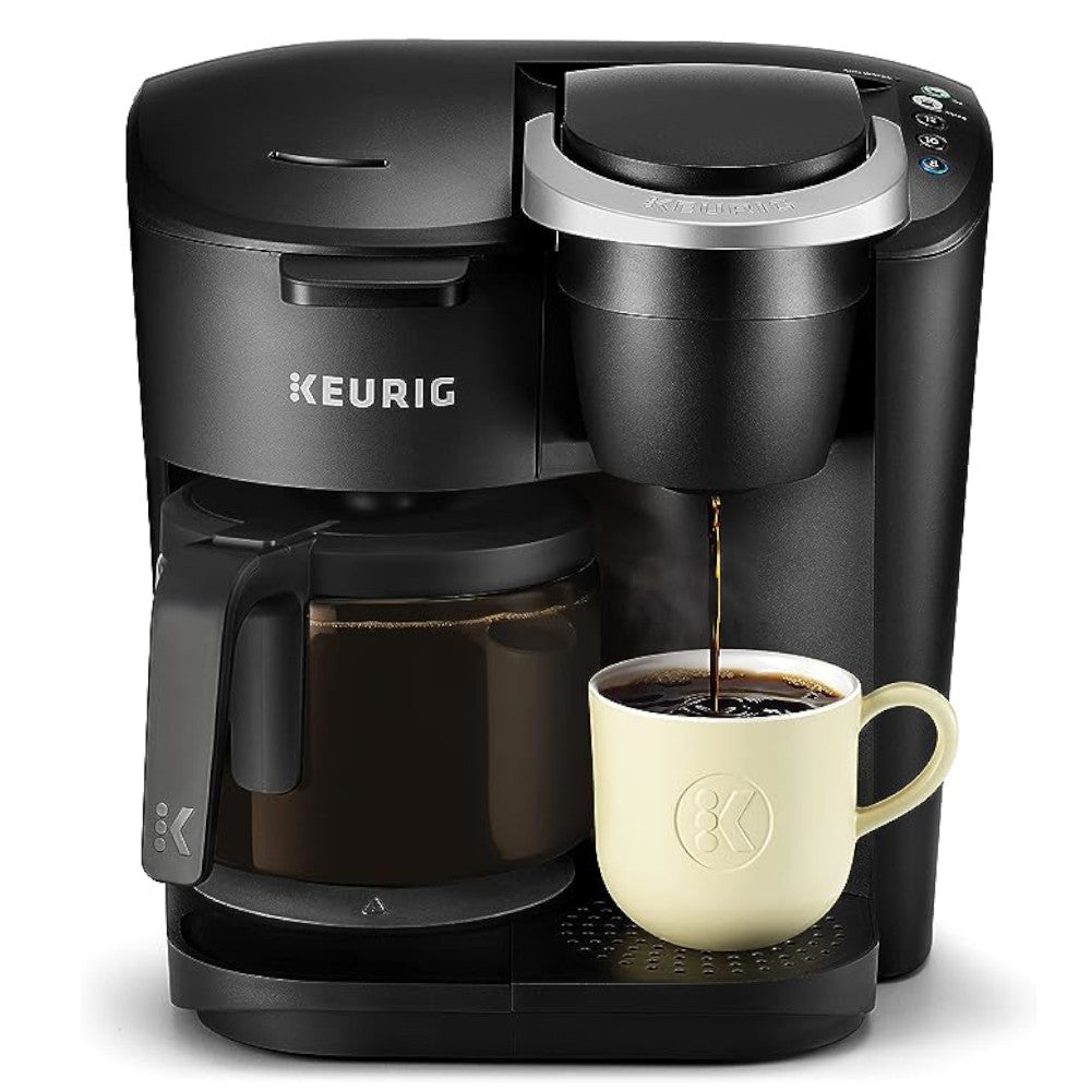KEURIG K-Duo Essentials Coffee Maker with Single Serve K-Cup Pod and 12 Cup Carafe Brewer- Refurbished with Home Essentials Warranty
