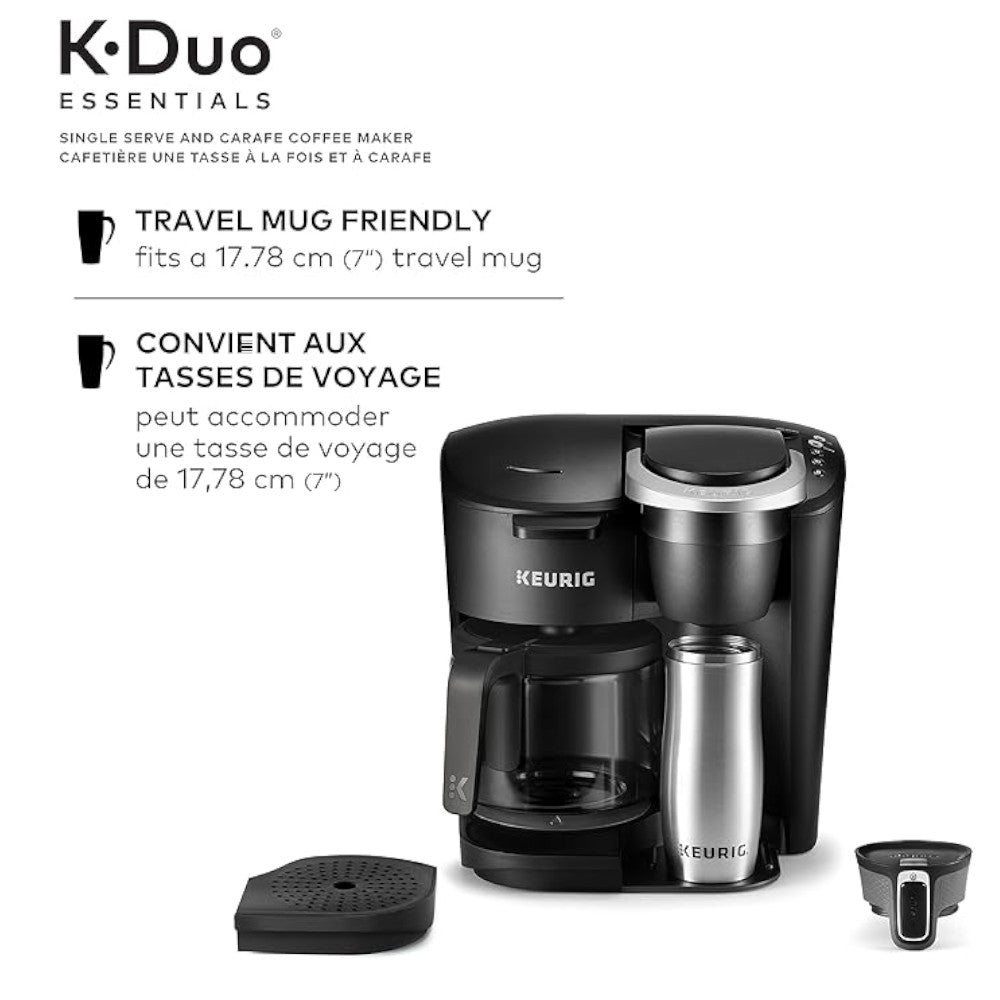 KEURIG K-Duo Essentials Coffee Maker with Single Serve K-Cup Pod and 12 Cup Carafe Brewer- Refurbished with Home Essentials Warranty