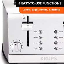 Load image into Gallery viewer, KRUPS KH734D51 4 Slice Stainless Steel Toaster
