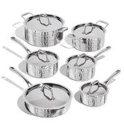 LAGOSTINA L996612612 Artigiano 12 PC 3 Ply Clad Hammered Stainless Steel Cookware Set