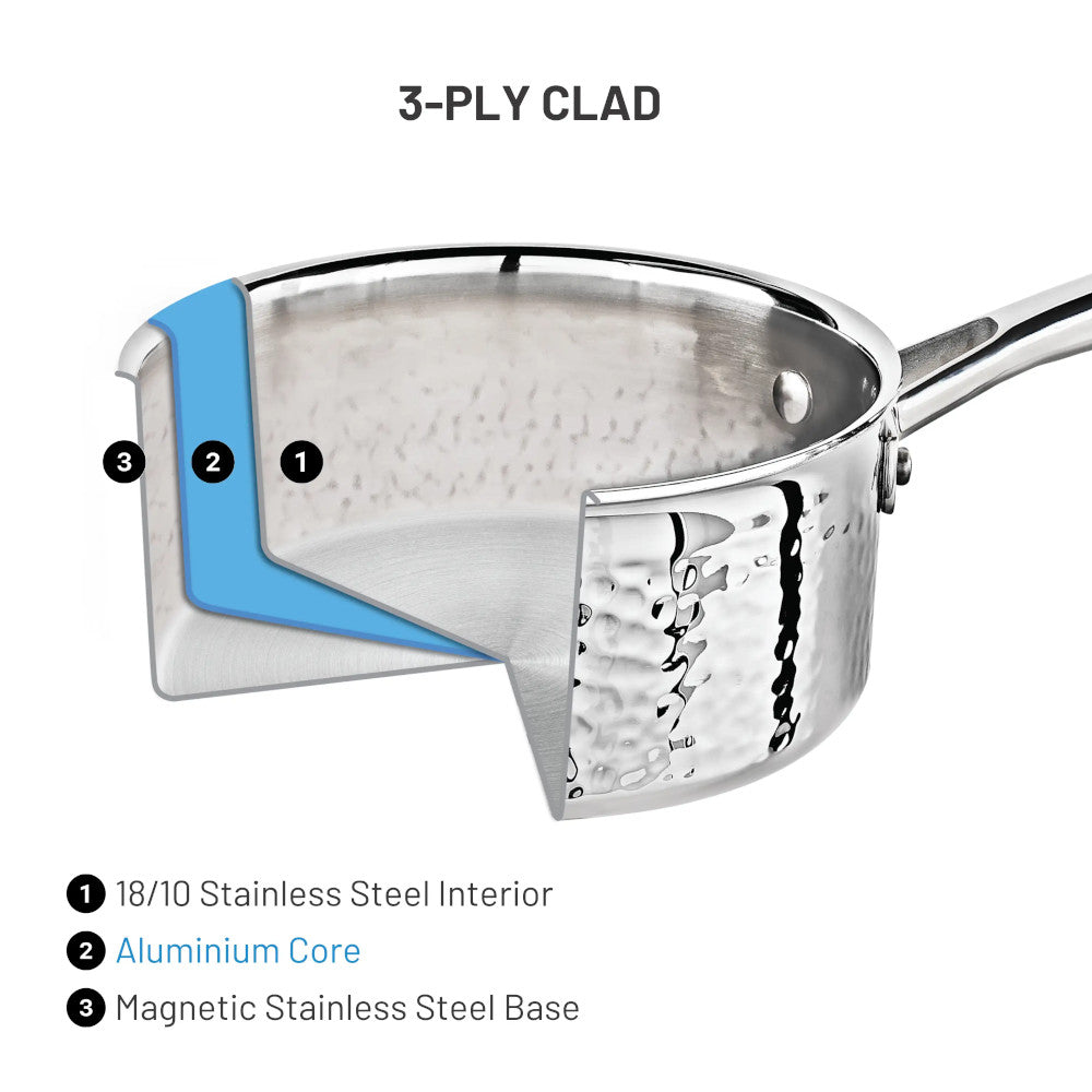LAGOSTINA L996612612 Artigiano 12 PC 3 Ply Clad Hammered Stainless Steel Cookware Set