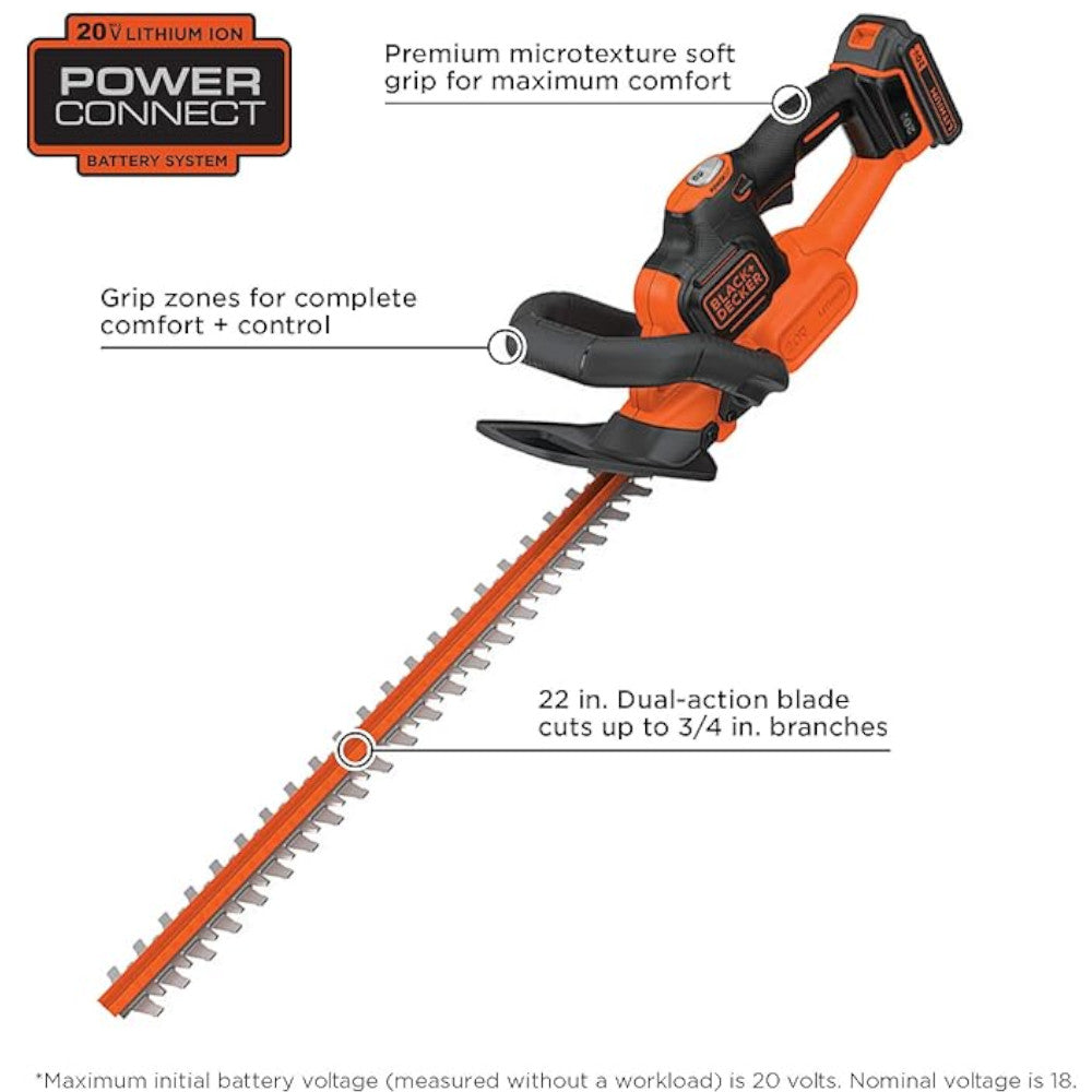 Taille-haie électrique BLACK+DECKER LHT321, 22 pouces - Remis à neuf avec garantie complète du fabricant