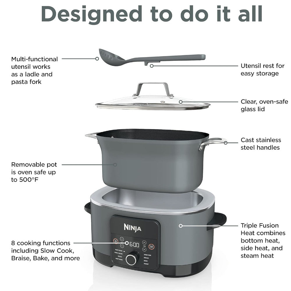 NINJA MC1001 Foodi Possible Cooker PRO 8.5 Quart Multi-Cooker - Factory serviced with Home Essentials warranty