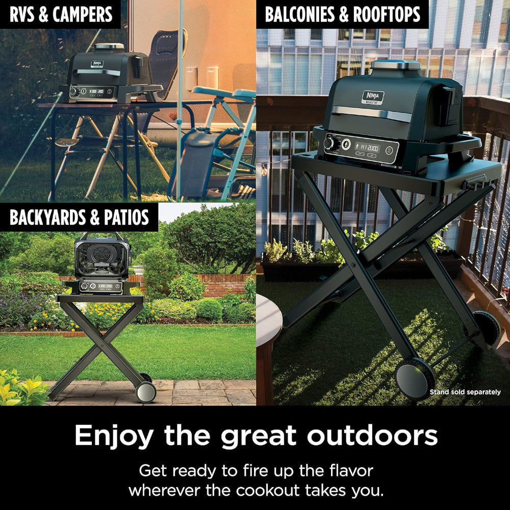 NINJA OG701 Woodfire Outdoor Grill, 7-in-1 Master Grill, BBQ Smoker - Factory serviced with Home Essentials warranty