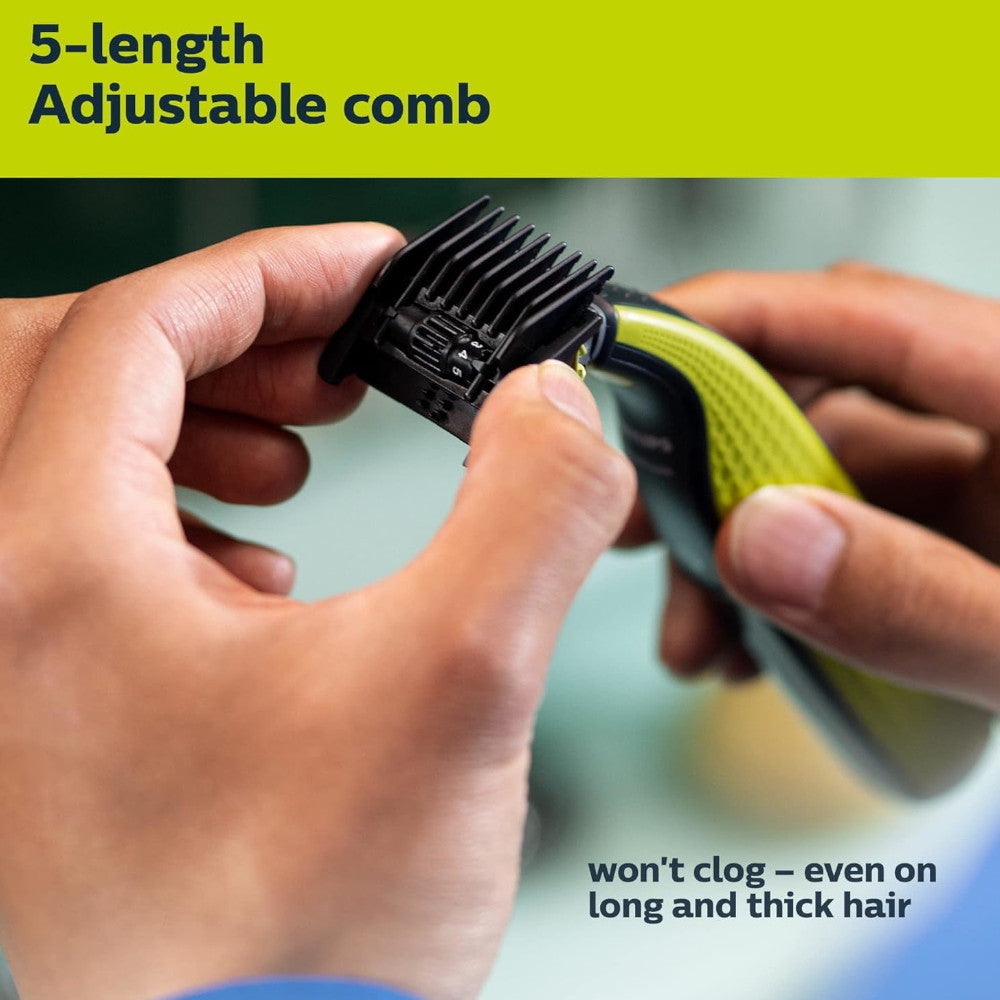 PHILIPS QP2724/21 OneBlade 360 ​​Visage, utilisation sur peau sèche ou humide, pour tailler, affûter et raser