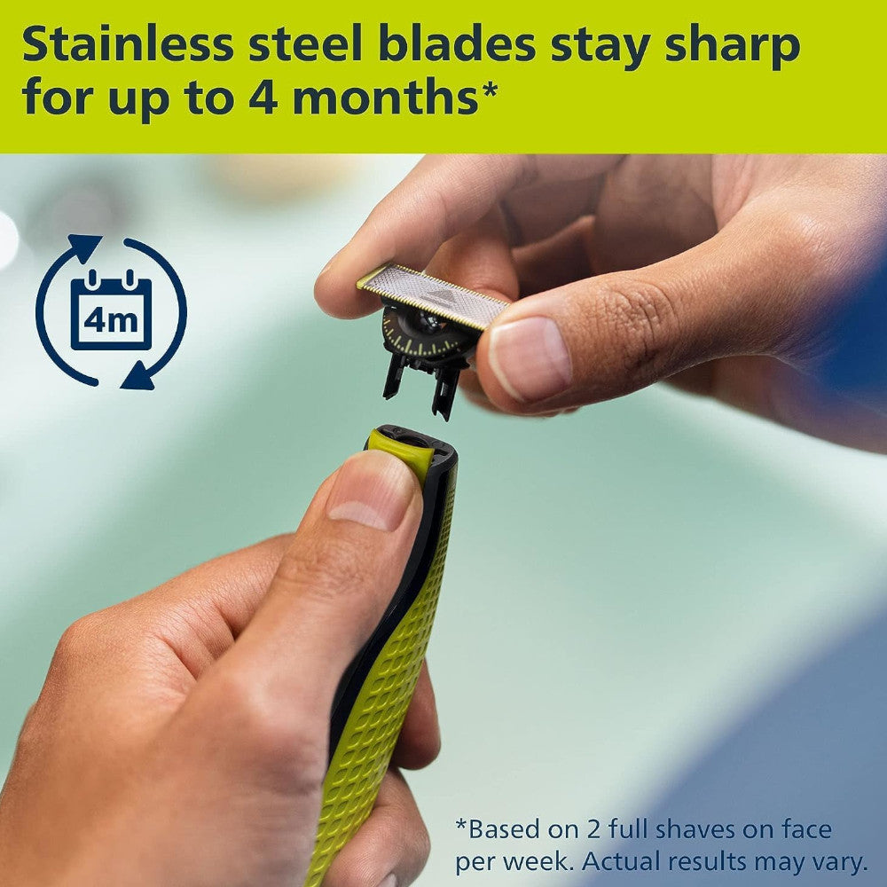 PHILIPS QP2724/21 OneBlade 360 ​​Visage, utilisation sur peau sèche ou humide, pour tailler, affûter et raser