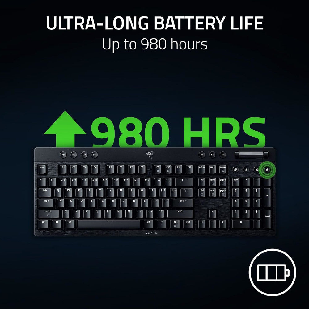 RAZER OFFICAL OUTLET - RZ03-05270200 BlackWidow V4 Low-Profile HyperSpeed Wireless Gaming Keyboard - Razer Renewed