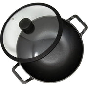 MAHARAJA T211K01 Cast Iron Karahi 26cm with Glass lid
