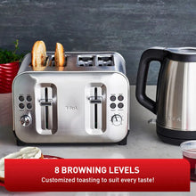 Load image into Gallery viewer, T-FAL TF684D50 Element Stainless Steel 4 Slice Toaster
