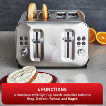 Load image into Gallery viewer, T-FAL TF684D50 Element Stainless Steel 4 Slice Toaster
