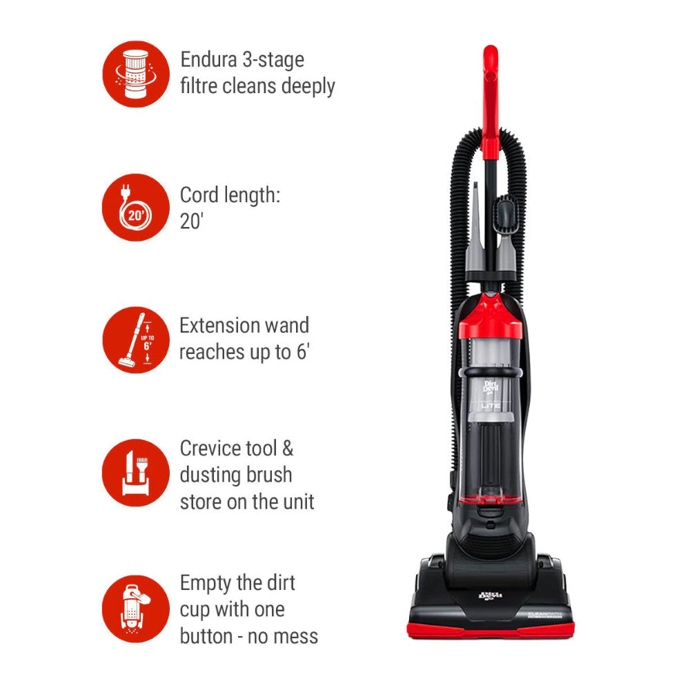 DIRT DEVIL UD20144VCD Endura Lite Corded Upright Vacuum - Factory serviced with Home Essential Warranty