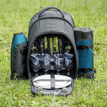 Load image into Gallery viewer, YONOVO 4 Person Picnic Backpack Bag with Insulated Cooler Compartment, Plates and Cutlery Set - YONOVO

