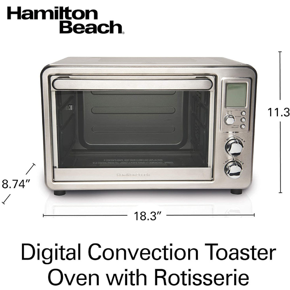 HAMILTON BEACH Stainless Steel Digital & Convection Toaster Oven - Refurbished with Full Manufacturer Warranty - 31190C