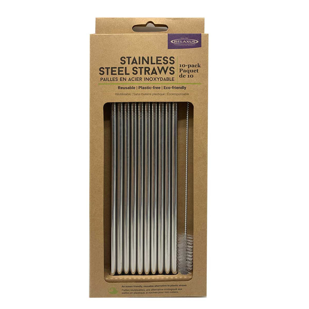 RELAXUS 10 Pack Stainless Steel Straws - 525128