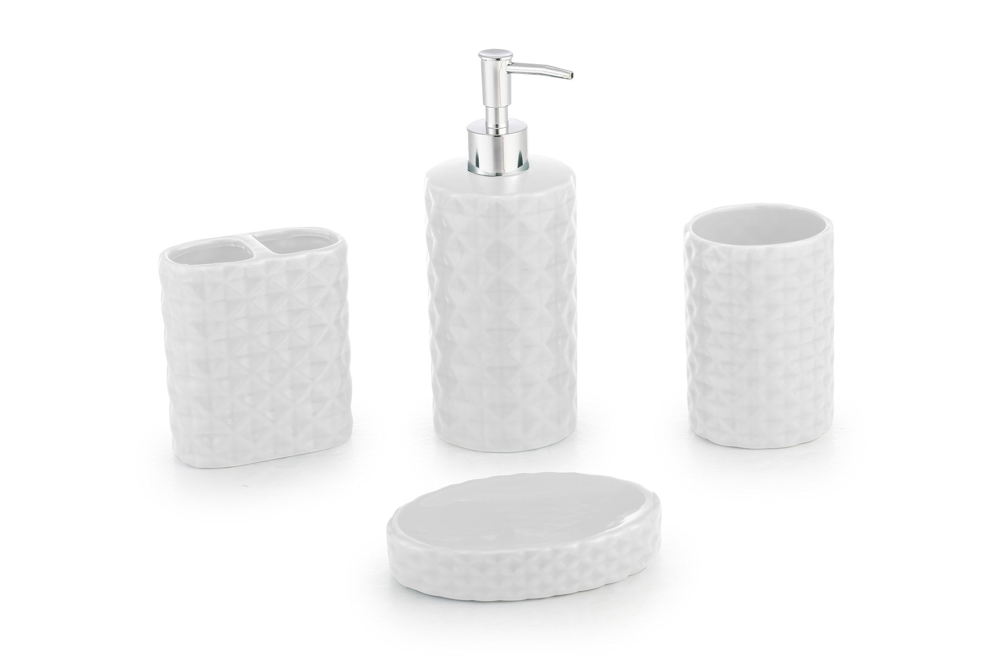 Ensemble de salle de bain à motif diamant en céramique 4 pièces ITY - 70081SET