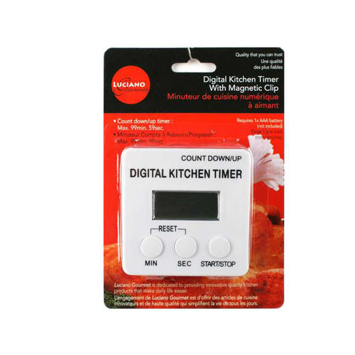 LUCIANO GOURMET Digital Kitchen Timer with Magnet & Clip - 70094