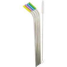 STARFRIT 4 Pack Stainless Steel Bent Tip Reusable Straws - 0807220060000