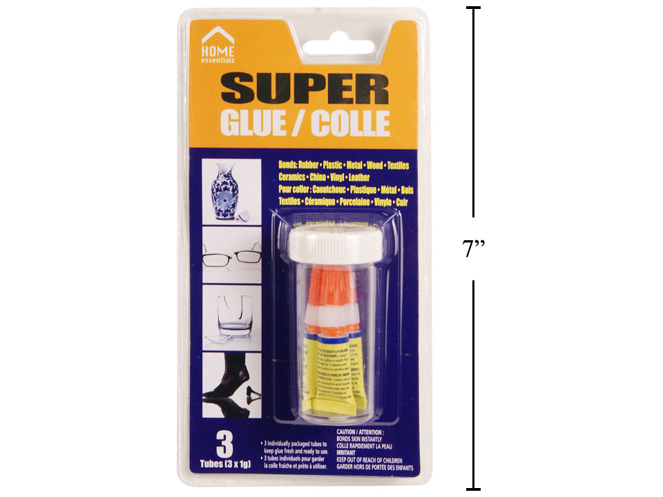 HOME ESSENTIALS 3-Piece Super Glue with Safety Tube - 83065