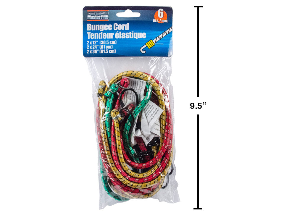 HOME ESSENTIALS 6 Piece Assorted Size Bungee Cords - 83400