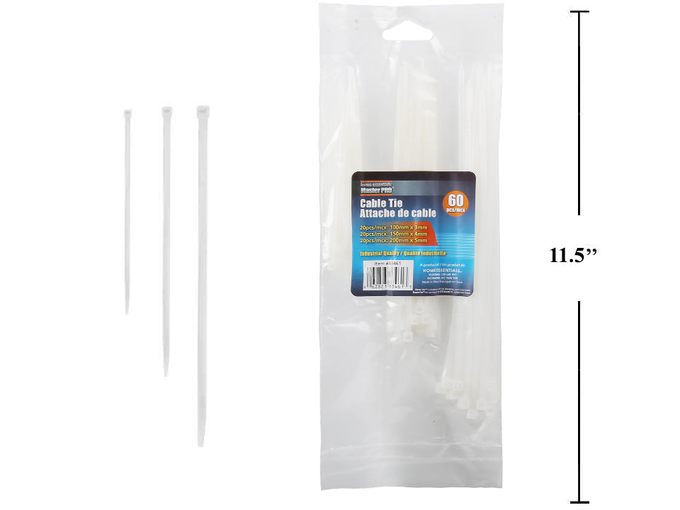 HOME ESSENTIALS 60pc Cable Ties 3 sizes - 83461