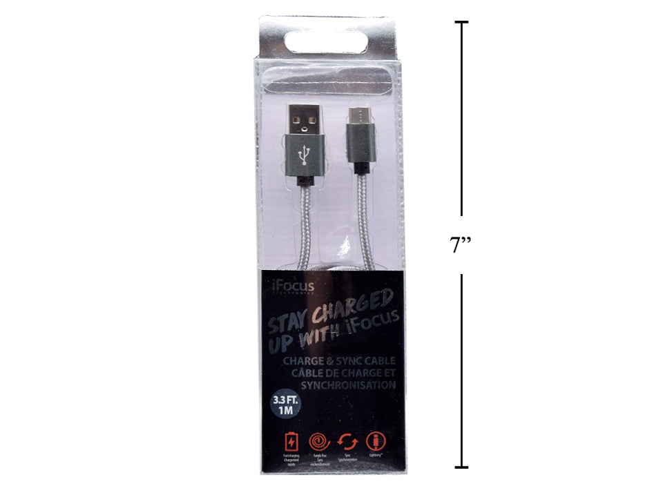 Câble de charge et de synchronisation gris iFOCUS Type C - 86405-GY 