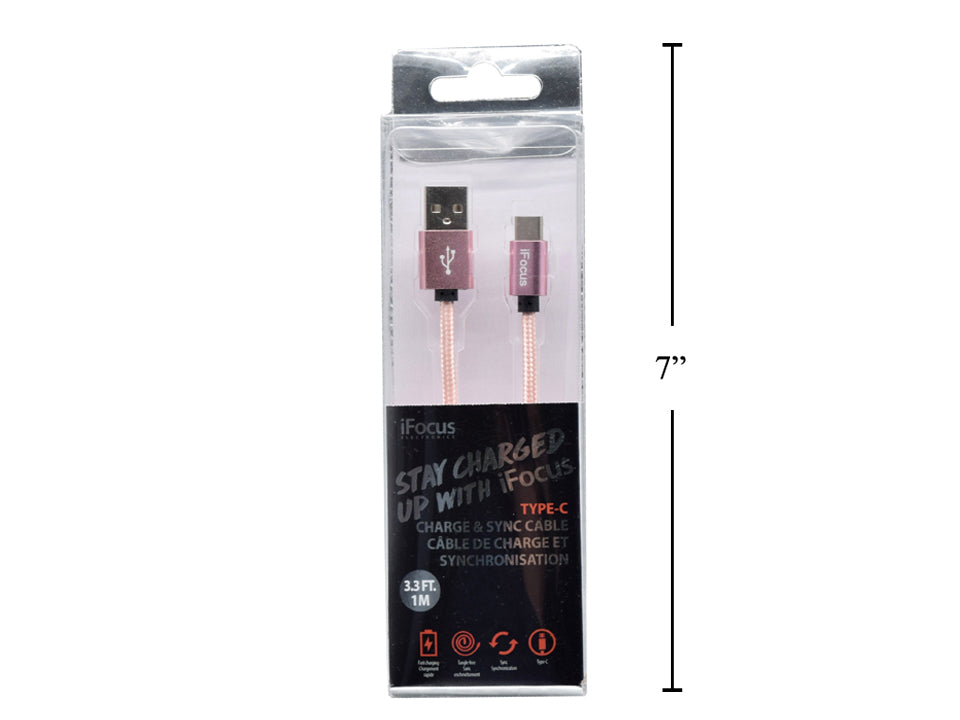 Câble de charge et de synchronisation iFOCUS Type C en or rose - 86405-RG 