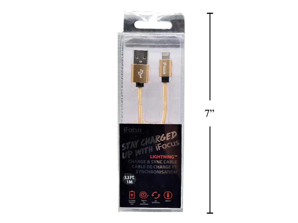 iFOCUS Lightning Gold Charge and Sync Cable - 86406-GD