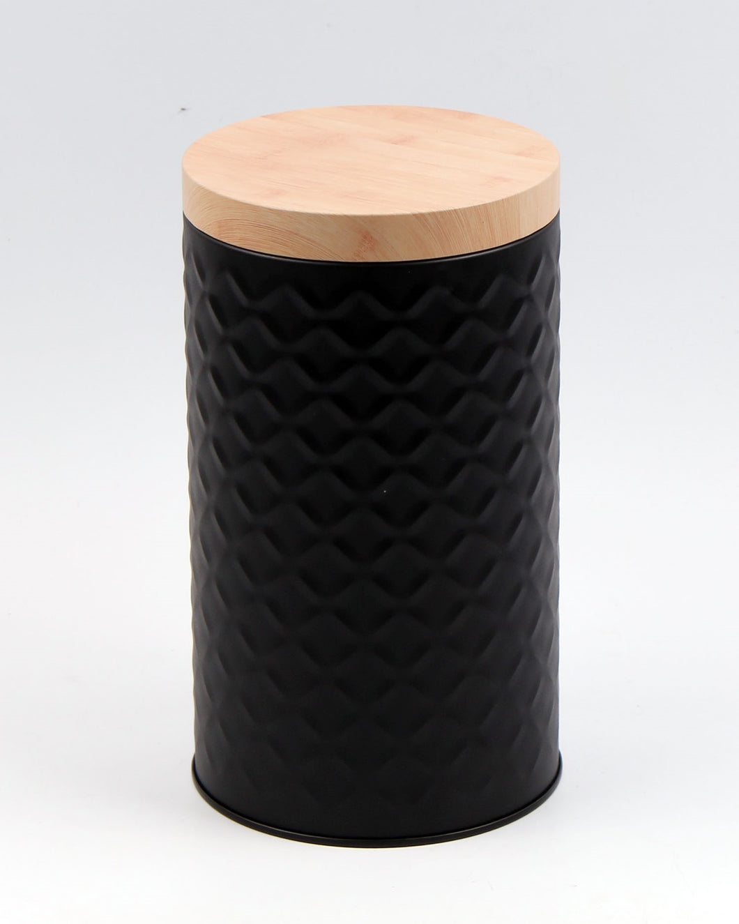 ITY Black Tin Canister with Wood Lid - 90117