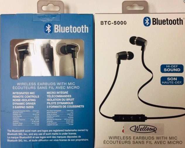 Écouteurs sans fil WELLSON avec micro - BTC-5000