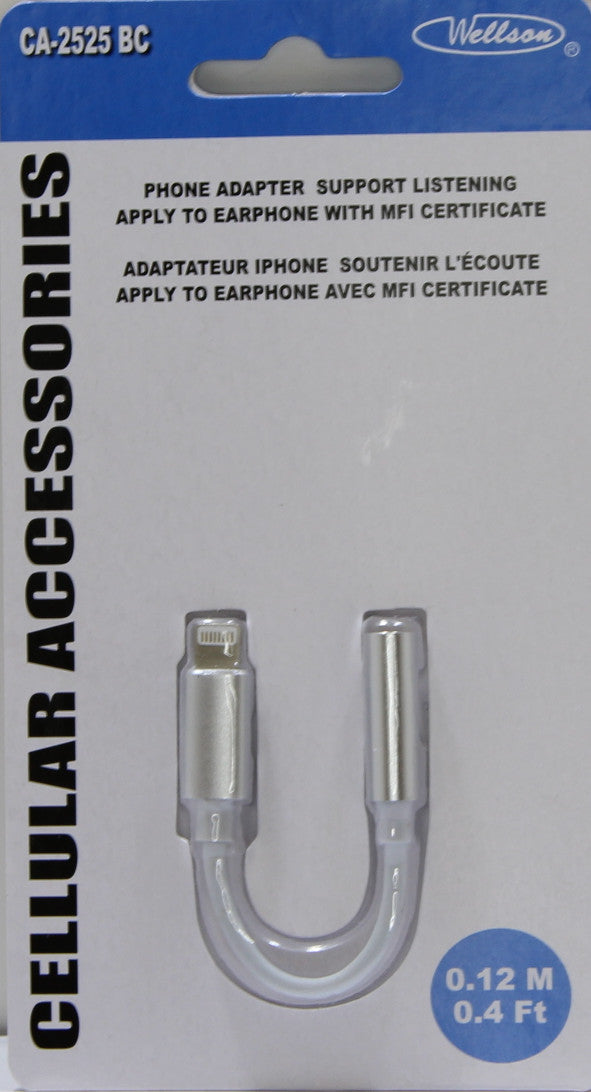 Adaptateur audio WELLSON Lightning vers 3,5 mm - CA-2525