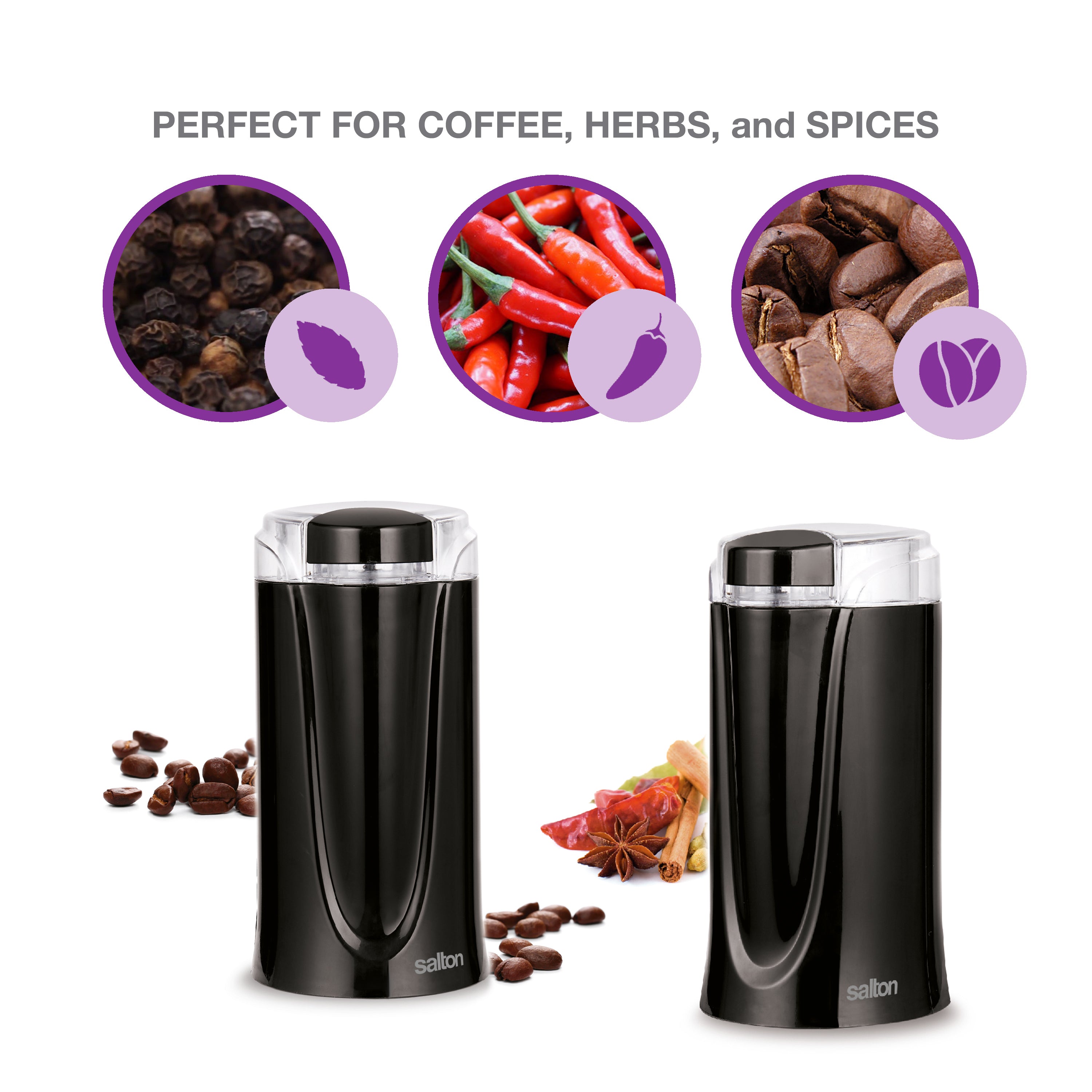 SALTON Coffee & Spice & Herb Grinder - CG1990BK