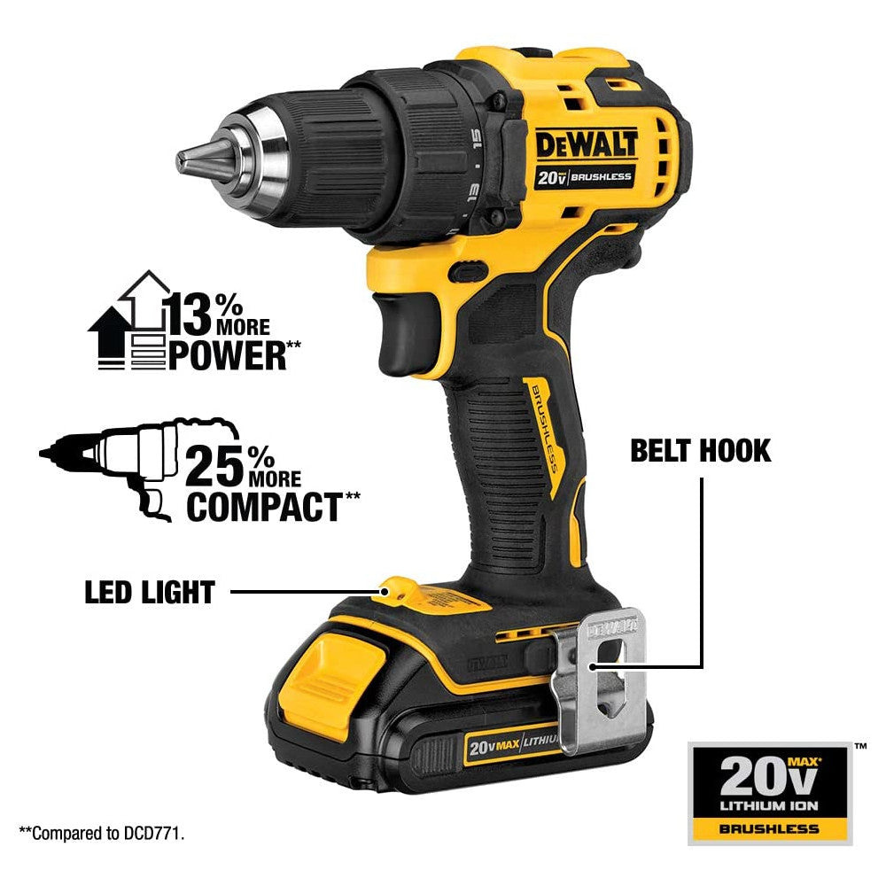 DEWALT Kit perceuse/visseuse sans fil 20 V MAX*, compact, 1/2" - Remis à neuf avec garantie Dewalt - DCD708C2
