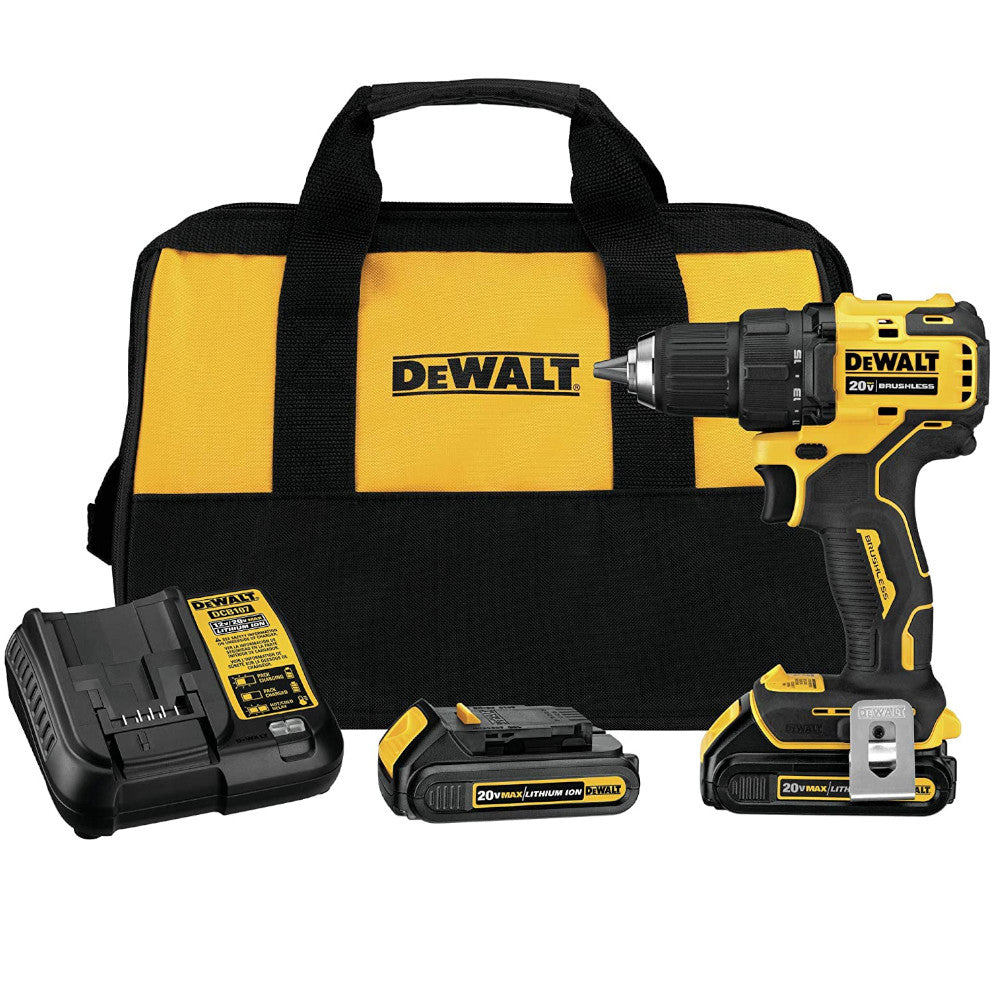 DEWALT 20V MAX* Cordless Drill/Driver Kit, Compact, 1/2-Inch - Refurbished with Dewalt Warranty - DCD708C2