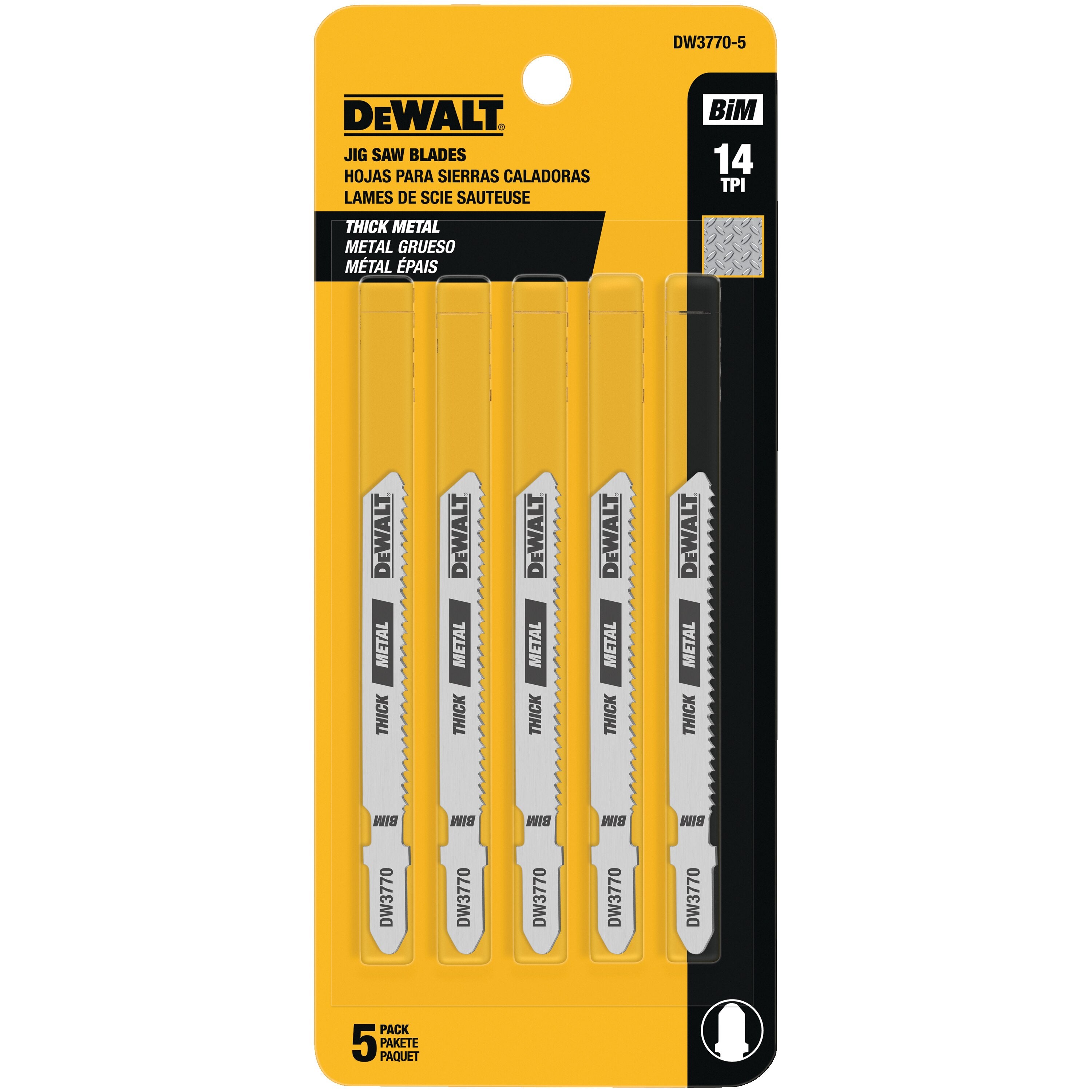 DEWALT Lame de scie sauteuse en acier au cobalt pour coupe de métal à tige en T de 3 po 32 TPI - DW3778-5