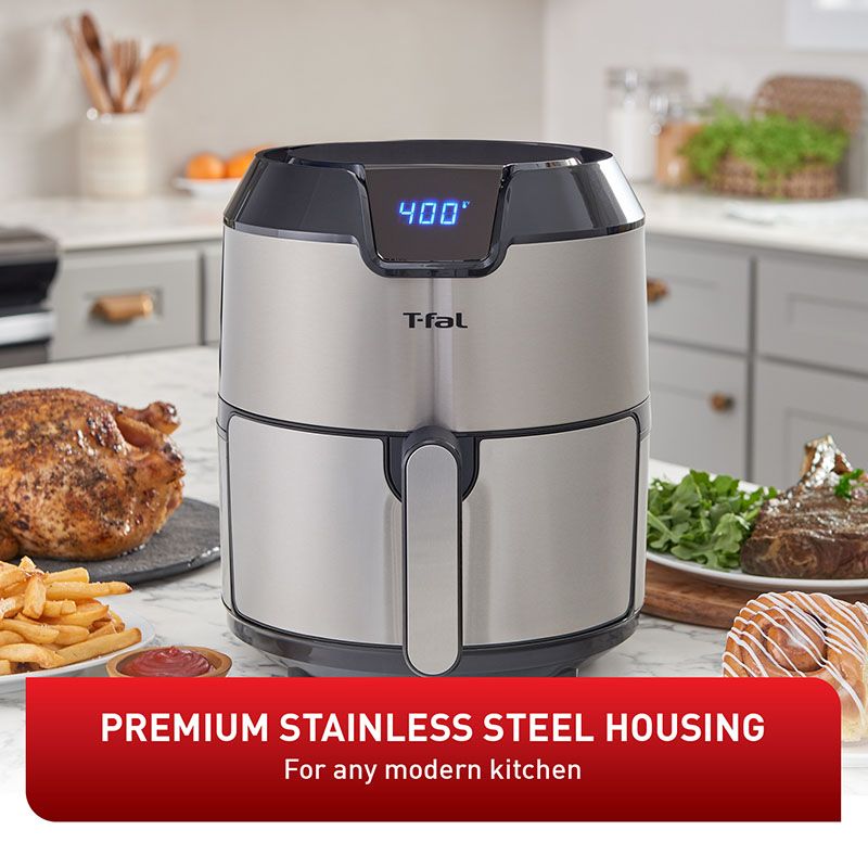 T-FAL 4.2L Digital Stainless Steel Prestige Air Fryer - Blemished package with full warranty - EY403D50