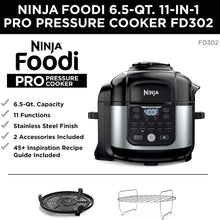 Charger l&#39;image dans la galerie, NINJA Foodi 11-en-1 Pro 6,5 pintes. Autocuiseur et friteuse à air – Entretenu en usine avec la garantie Home Essentials – FD302
