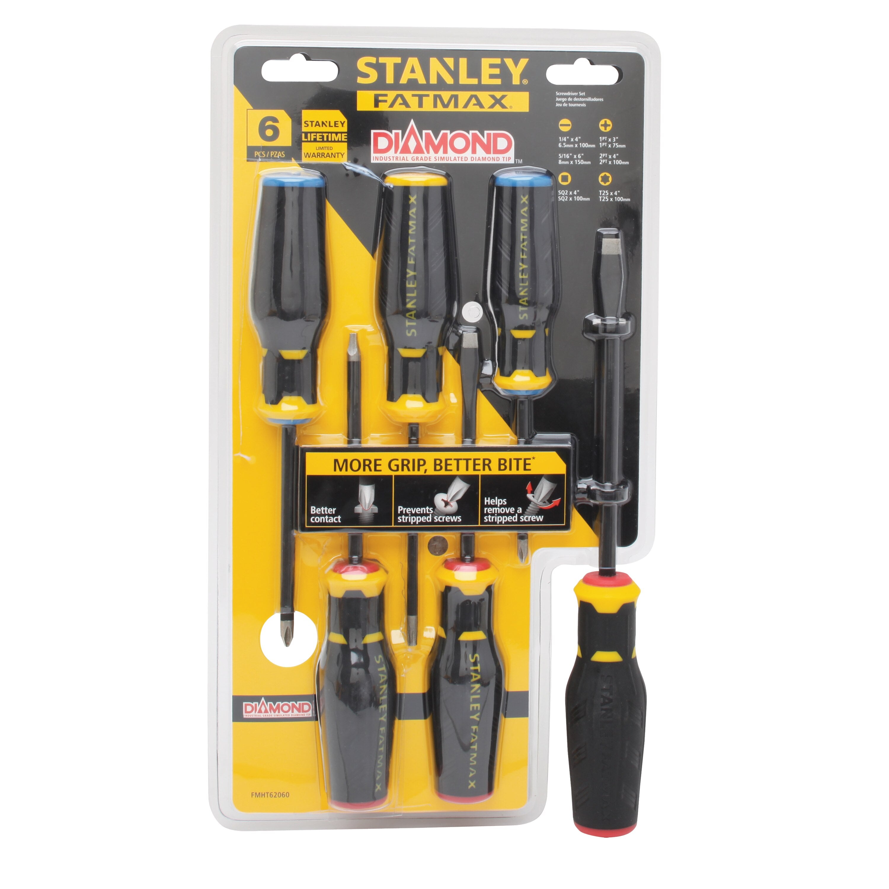 Stanley - Jeu de 6 tournevis à pointe diamant FatMax - FMHT62062