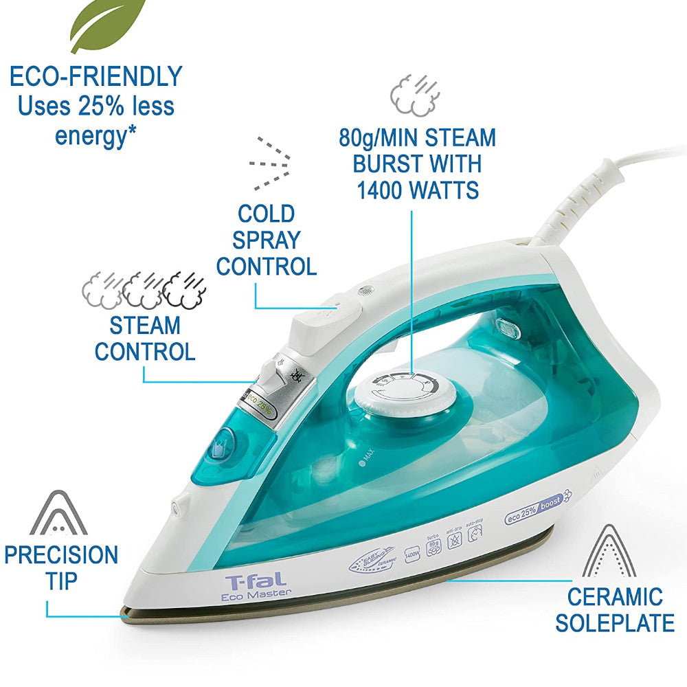 Fer à vapeur T-FAL Eco Master - Emballage défectueux avec garantie complète - FV1742