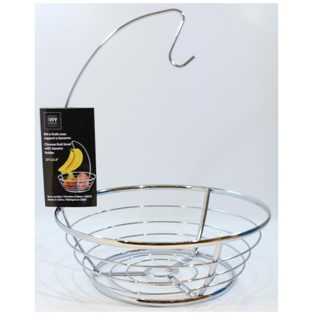 ITY Chrome Fruit Bowl with Banana holder - G4332