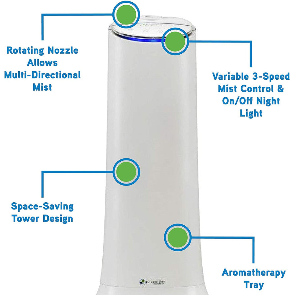 PURE GUARDIAN Ultrasonic Cool Mist Humidifier - Refurbished with Home Essentials warranty - H3200WAR