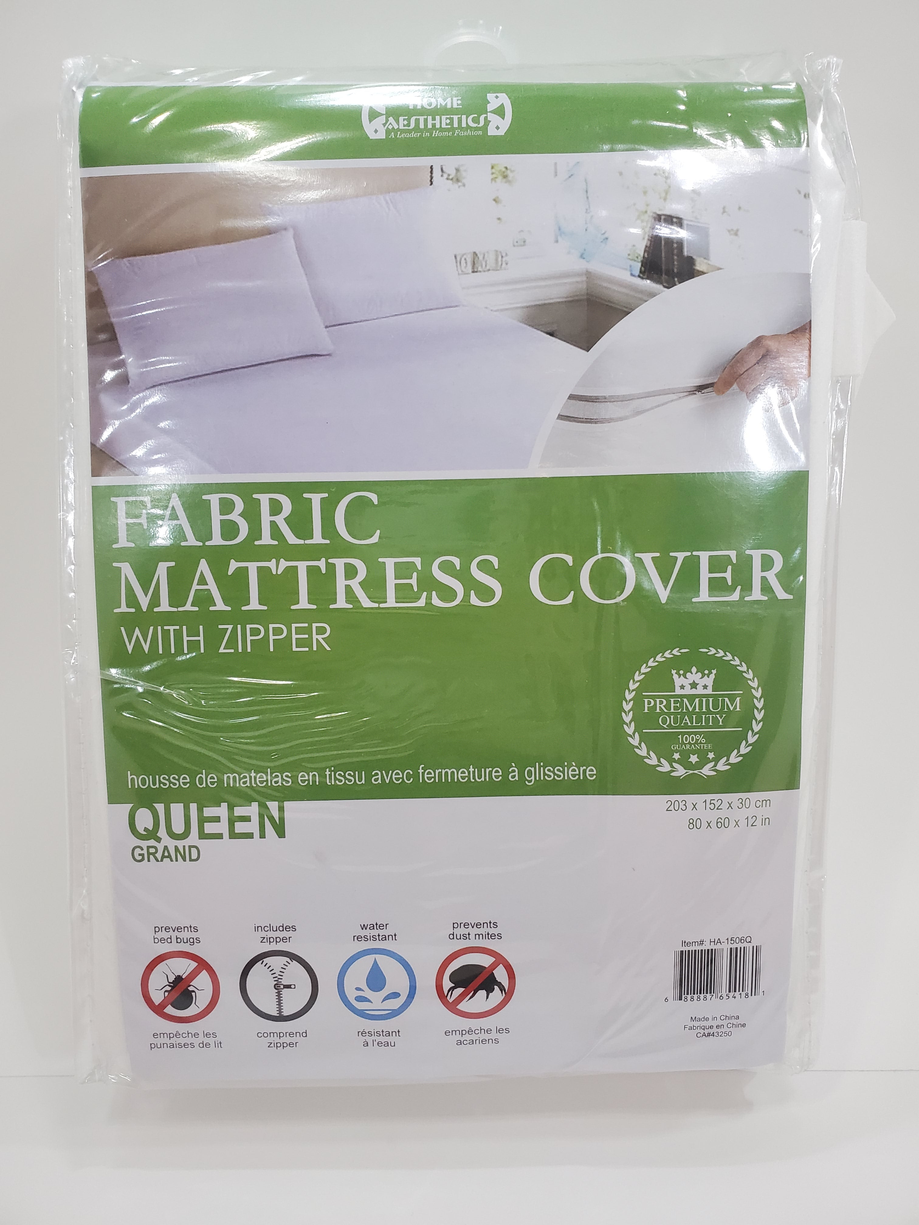 HOME AESTHETICS Housse de matelas Queen avec fermeture éclair - HA-1506Q