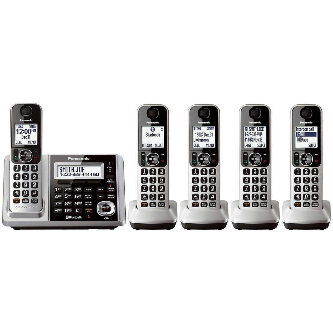 PANASONIC Téléphone numérique sans fil à 5 ​​combinés avec répondeur et Link2Cell - Remis à neuf avec la garantie Home Essentials - KXTG175C
