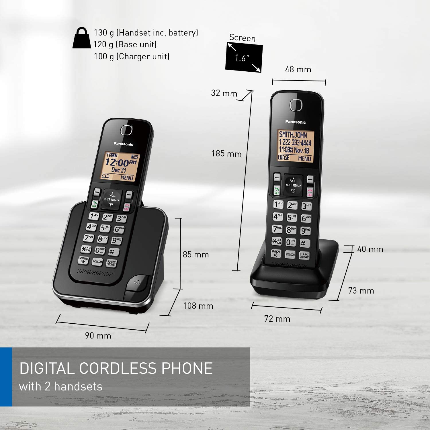 Téléphone sans fil PANASONIC à 2 combinés - Remis à neuf avec la garantie Home Essentials - KX-TGC382