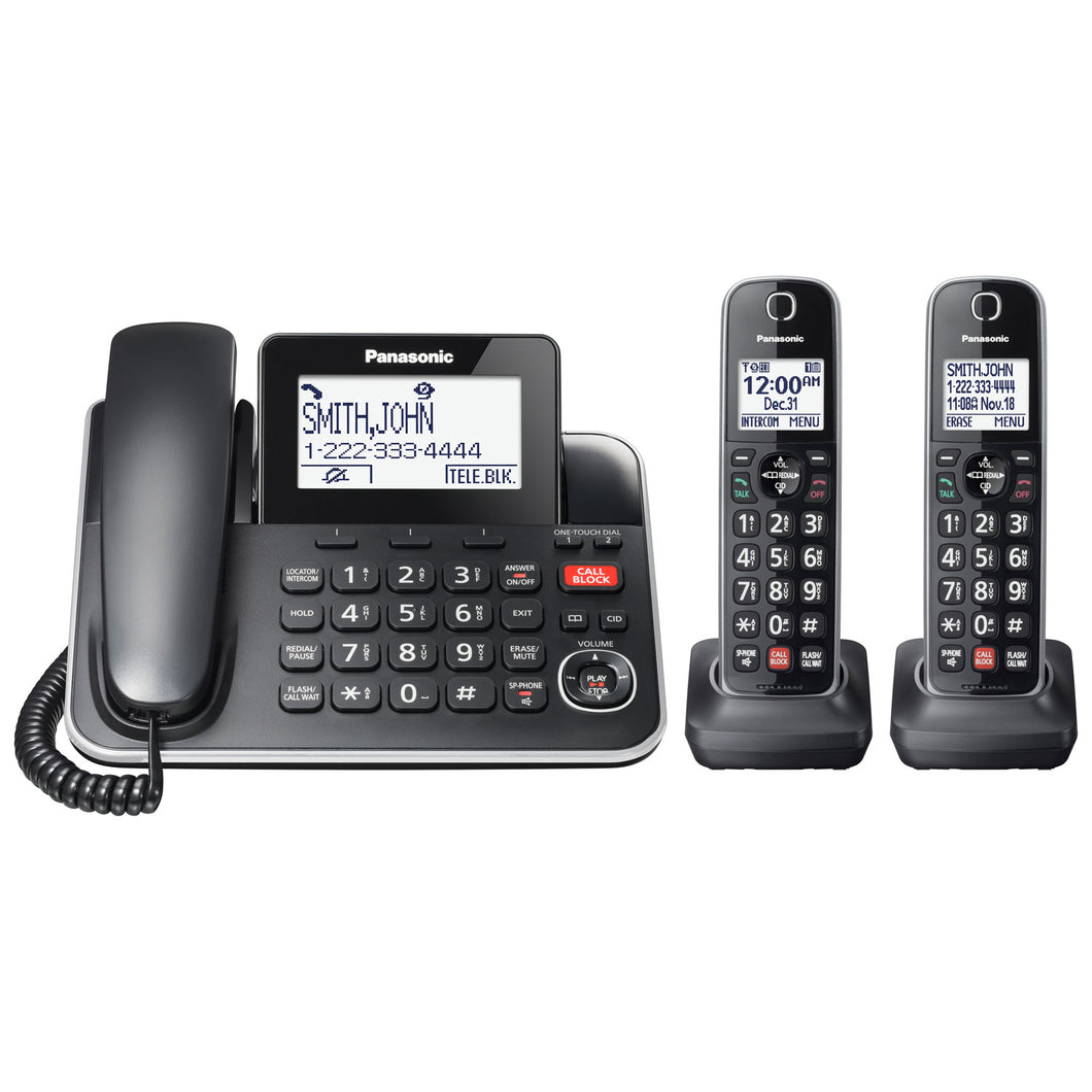 Téléphone filaire/sans fil DECT 6.0 à 2 combinés PANASONIC avec répondeur - KXTGF872C