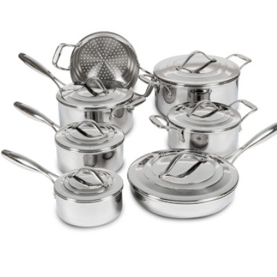 Batterie de cuisine LAGOSTINA 13 pièces 5 épaisseurs en acier inoxydable - Emballage imparfait avec garantie complète - L607612613
