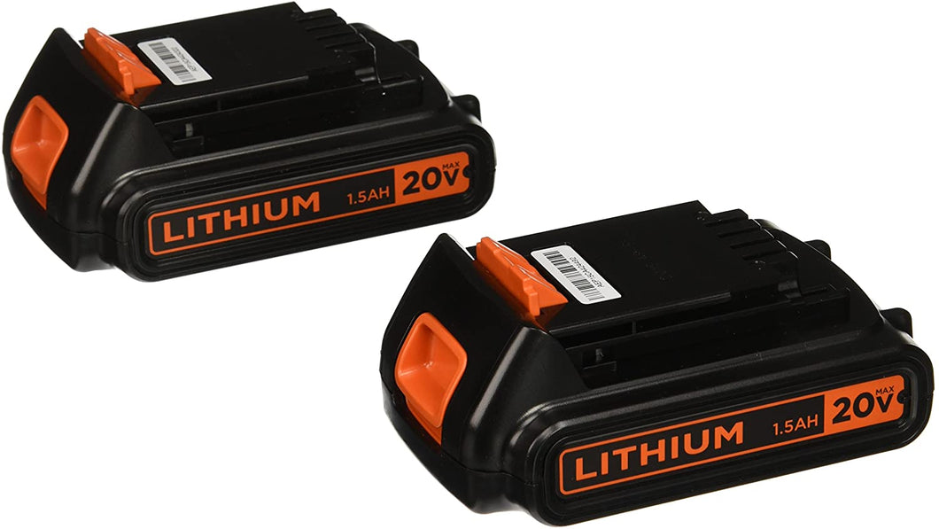 Batterie au lithium BLACK+DECKER 20 V MAX, paquet de 2 - LBXR20B-2