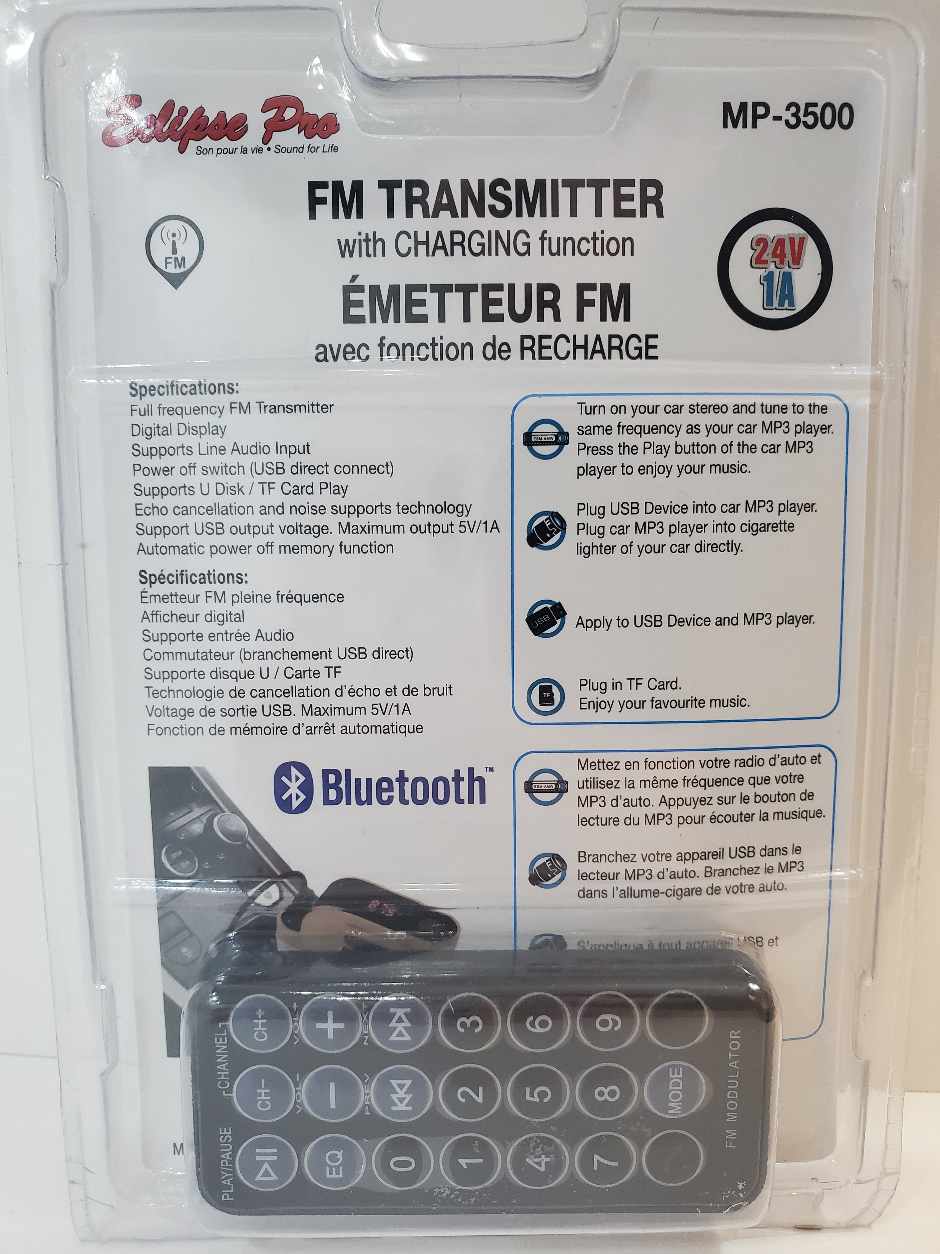 Émetteur FM ECLIPSE PRO 8 en 1 avec fonction de charge - MP-3500
