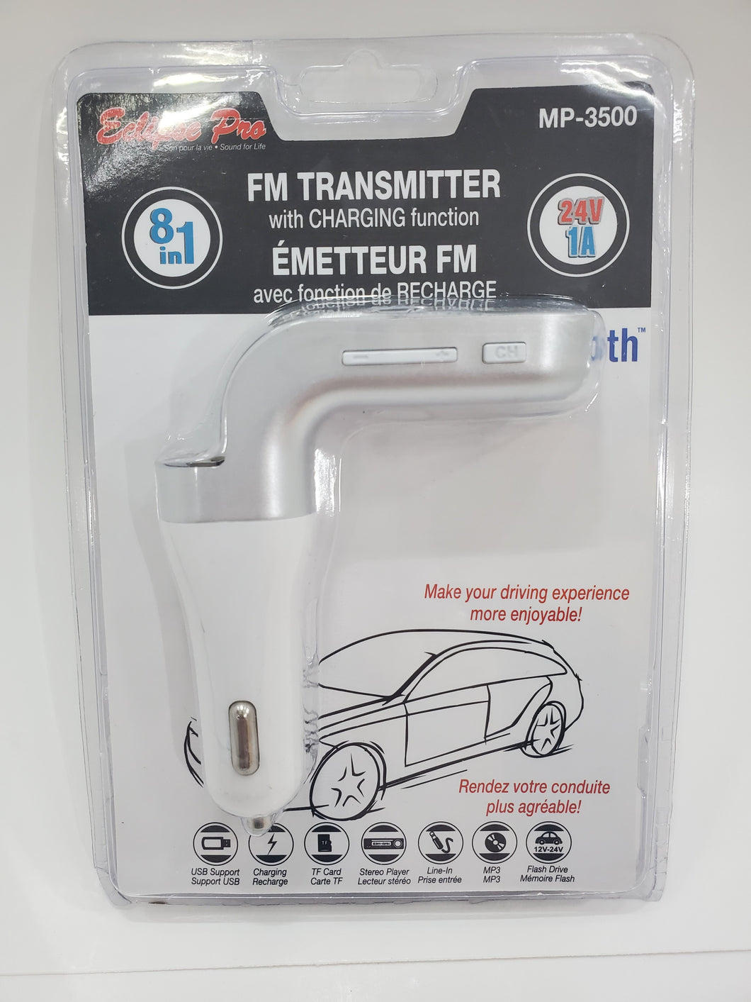 ECLIPSE PRO 8 in 1 FM Transmitter with Charging Function - MP-3500
