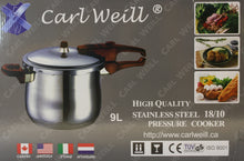 Load image into Gallery viewer, CARL WEILL Stainless Steel 9L Pressure Cooker - N900
